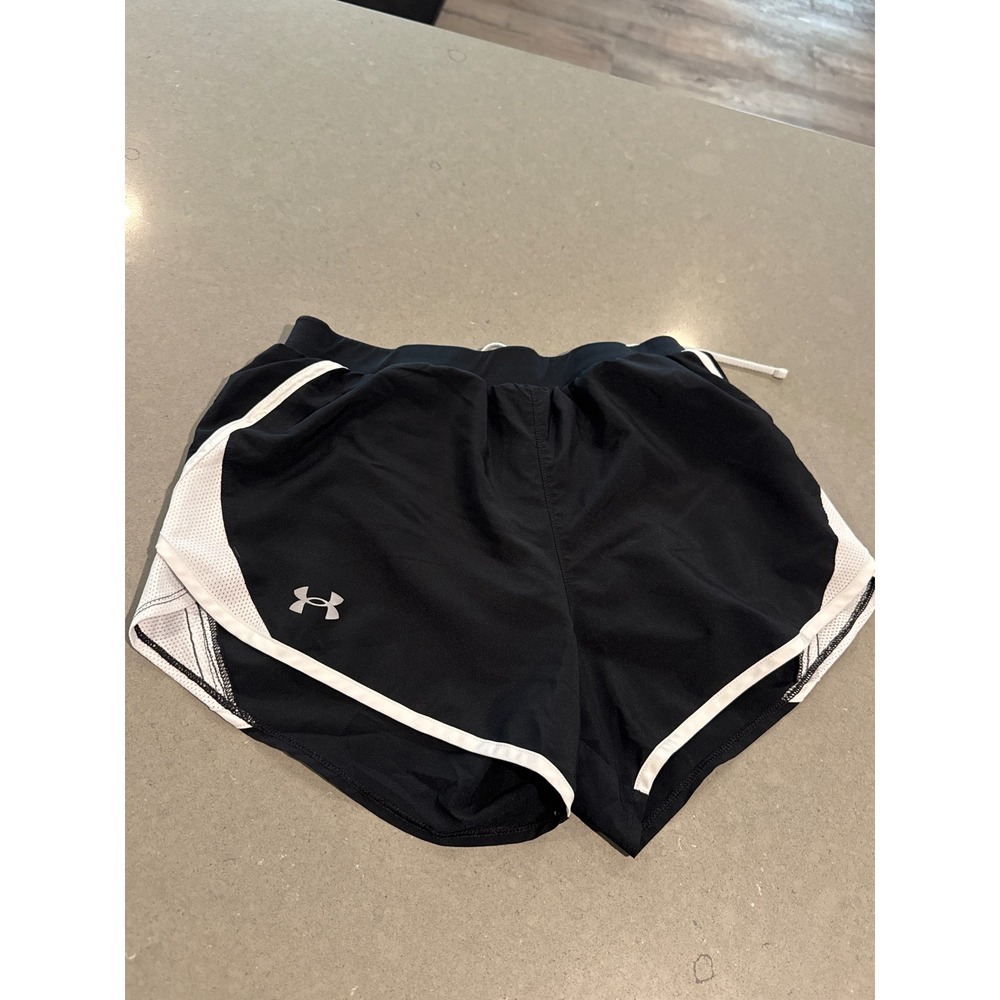 Under Armour Women's Running Shorts Black White Athletic Gym Workout Small